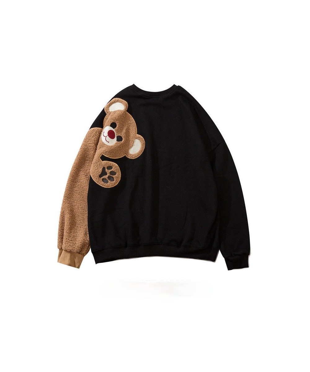 Cute Bear Patch Crew Neck Sweatshirt Women 2023 Spring Autumn New Hoodies Couple Unisex Korean Streetwear Tops $40.23 - Hoodi...