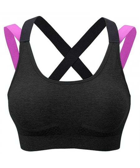 Women Criss-Cross Back Padded Strappy Bras Medium Support Bra with Removable Cups Wireless Bra $22.06 - Underwear