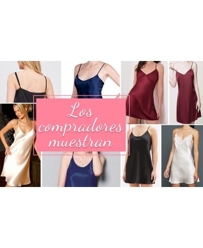 Women Sexy Spaghetti Strap Satin Nightgown Cowl Neck Split Sleep Dress Lingerie $22.64 - Sleepwears