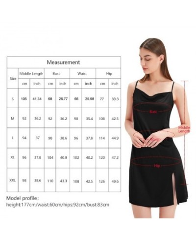 Women Sexy Spaghetti Strap Satin Nightgown Cowl Neck Split Sleep Dress Lingerie $22.64 - Sleepwears