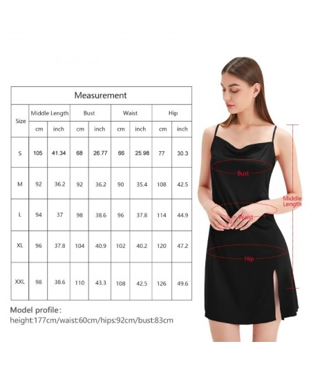 Women Sexy Spaghetti Strap Satin Nightgown Cowl Neck Split Sleep Dress Lingerie $22.64 - Sleepwears