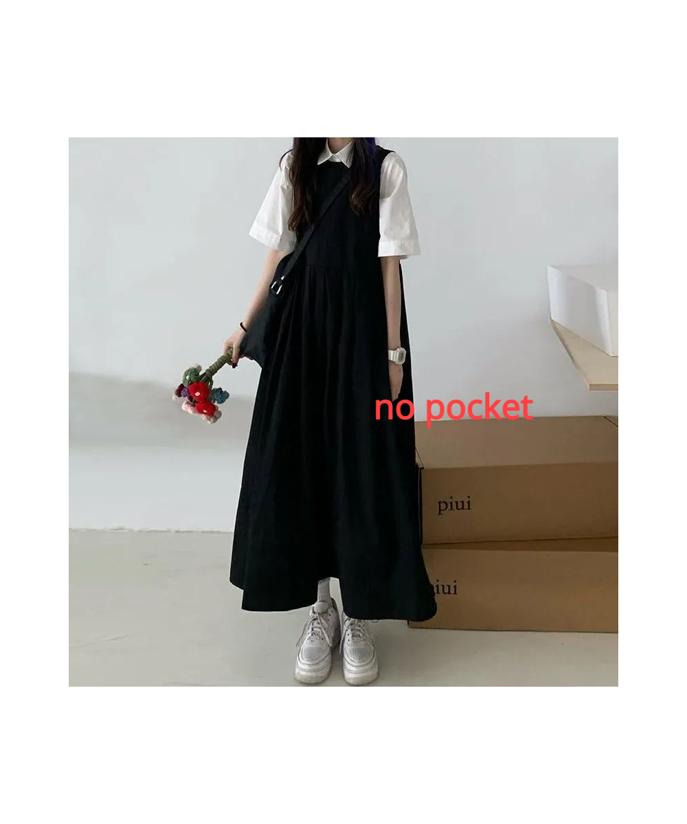 Sets Women All-match Solid Summer Stand Collar Korean Style Shirt & Black Design Elegant Sleeveless Chic Dress 2 Piece Outfit...