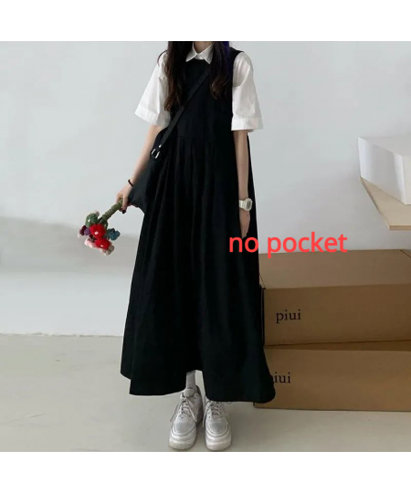 Sets Women All-match Solid Summer Stand Collar Korean Style Shirt & Black Design Elegant Sleeveless Chic Dress 2 Piece Outfit...