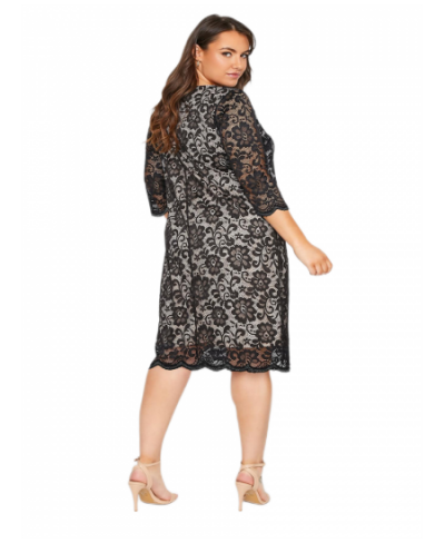 Plus Size Elegant 3/4 Sleeve Spring Autumn Midi Dress Women Keyhole Lace Evening Dress Large Size 5XL 6XL $56.83 - Plus Size ...