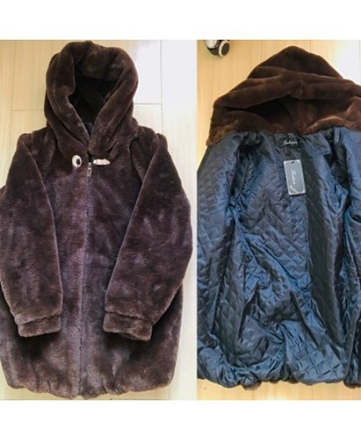 Winter Hooded Mid-length Faux Mink Fur Coat Loose Women Warm Thick Overcoat Oversized 5XL Plush Soft Parka Korean Outwear $80...