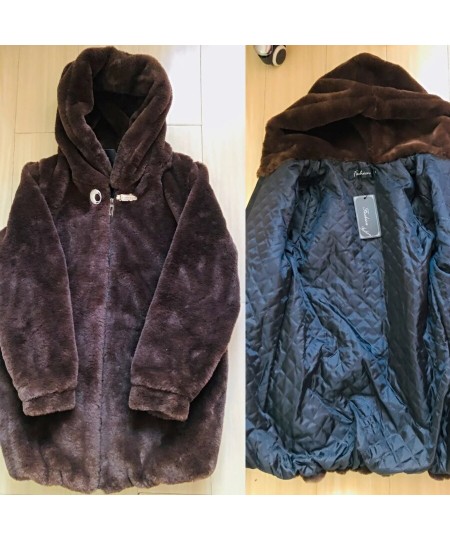 Winter Hooded Mid-length Faux Mink Fur Coat Loose Women Warm Thick Overcoat Oversized 5XL Plush Soft Parka Korean Outwear $80...