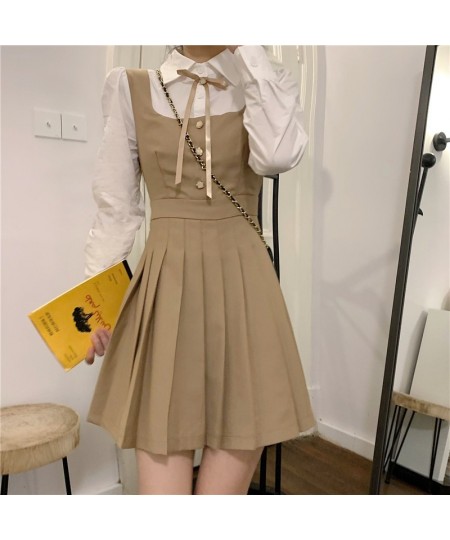 French niche Hepburn wind off two long sleeve shirt waist pleated shirt dress $46.71 - Dresses