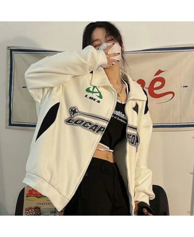 Vintage Oversized Women Sweatshirts Grunge Y2k Korean Streetwear Green Black Zip Up Hoodies Female Hip Hop Fashion Tops $39.6...