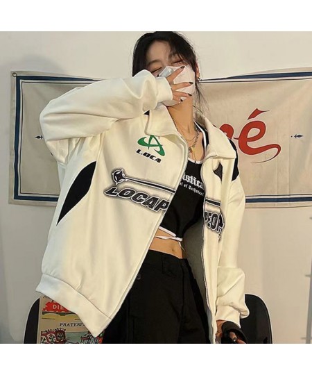 Vintage Oversized Women Sweatshirts Grunge Y2k Korean Streetwear Green Black Zip Up Hoodies Female Hip Hop Fashion Tops $39.6...