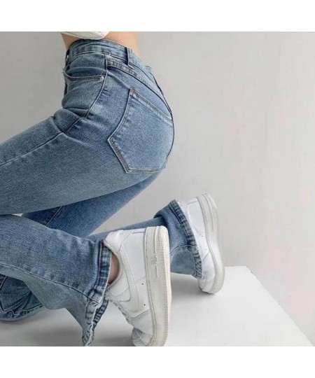 Autumn Button Fly Women Black Flare Jeans Fashion Woman Denim Pants Jean Femme High Waist Full Length Slim Jeans $44.11 - Jeans