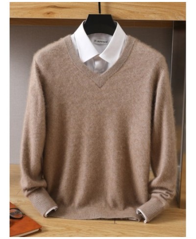 2023 NEW Men's 100% Mink Cashmere Sweater V-Neck Pullovers Knit Large Size Winter New Tops Long Sleeve High-End Jumpers $68.0...