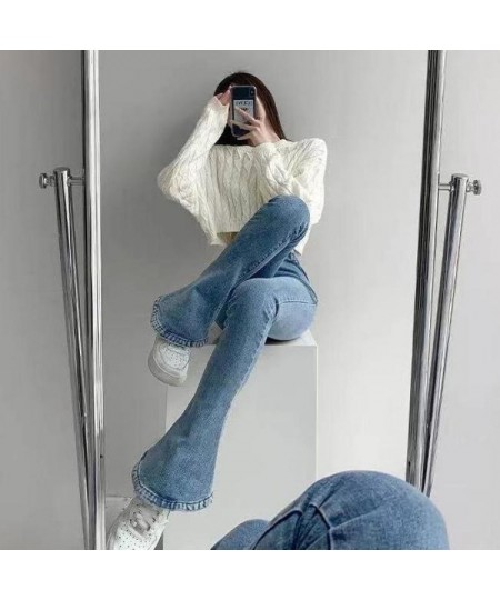 Autumn Button Fly Women Black Flare Jeans Fashion Woman Denim Pants Jean Femme High Waist Full Length Slim Jeans $44.11 - Jeans