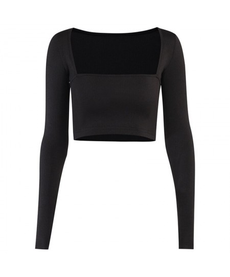 Women Solid Color Long Sleeve Bodycon Slim Fit T-Shirt Autumn Sexy Square Neck Basic Bottoming Shirt Tee Crop Top Blouse $22....