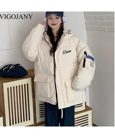 Women's Padded Jacket Winter Warm With Hood Parkas 2022 White Coats Female Korean Loose Plus Size Puffer Outwear $102.40 - Ja...