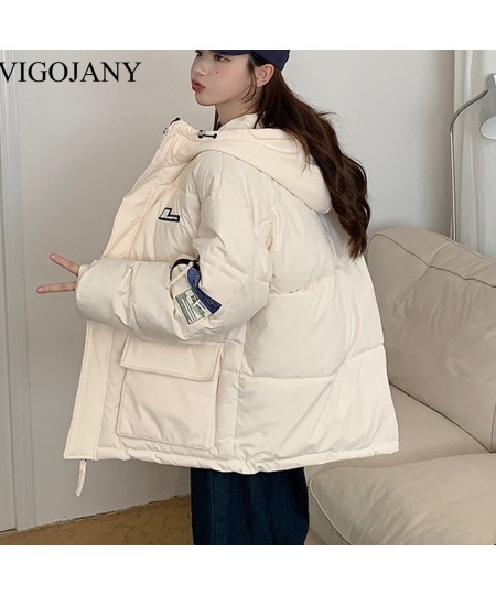 Women's Padded Jacket Winter Warm With Hood Parkas 2022 White Coats Female Korean Loose Plus Size Puffer Outwear $102.40 - Ja...