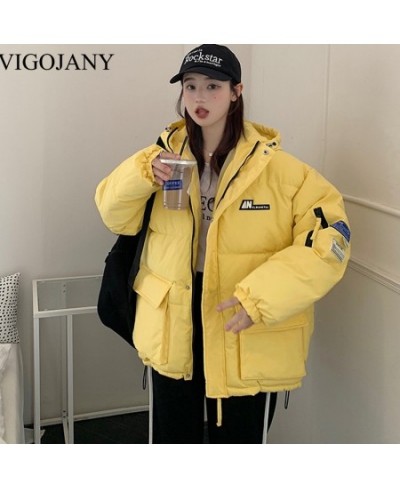 Women's Padded Jacket Winter Warm With Hood Parkas 2022 White Coats Female Korean Loose Plus Size Puffer Outwear $102.40 - Ja...