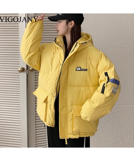 Women's Padded Jacket Winter Warm With Hood Parkas 2022 White Coats Female Korean Loose Plus Size Puffer Outwear $102.40 - Ja...