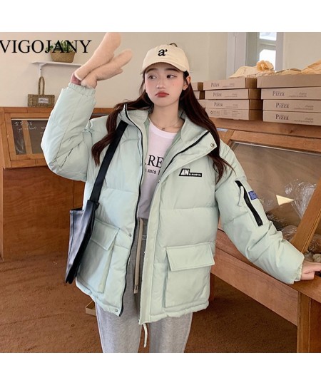 Women's Padded Jacket Winter Warm With Hood Parkas 2022 White Coats Female Korean Loose Plus Size Puffer Outwear $102.40 - Ja...