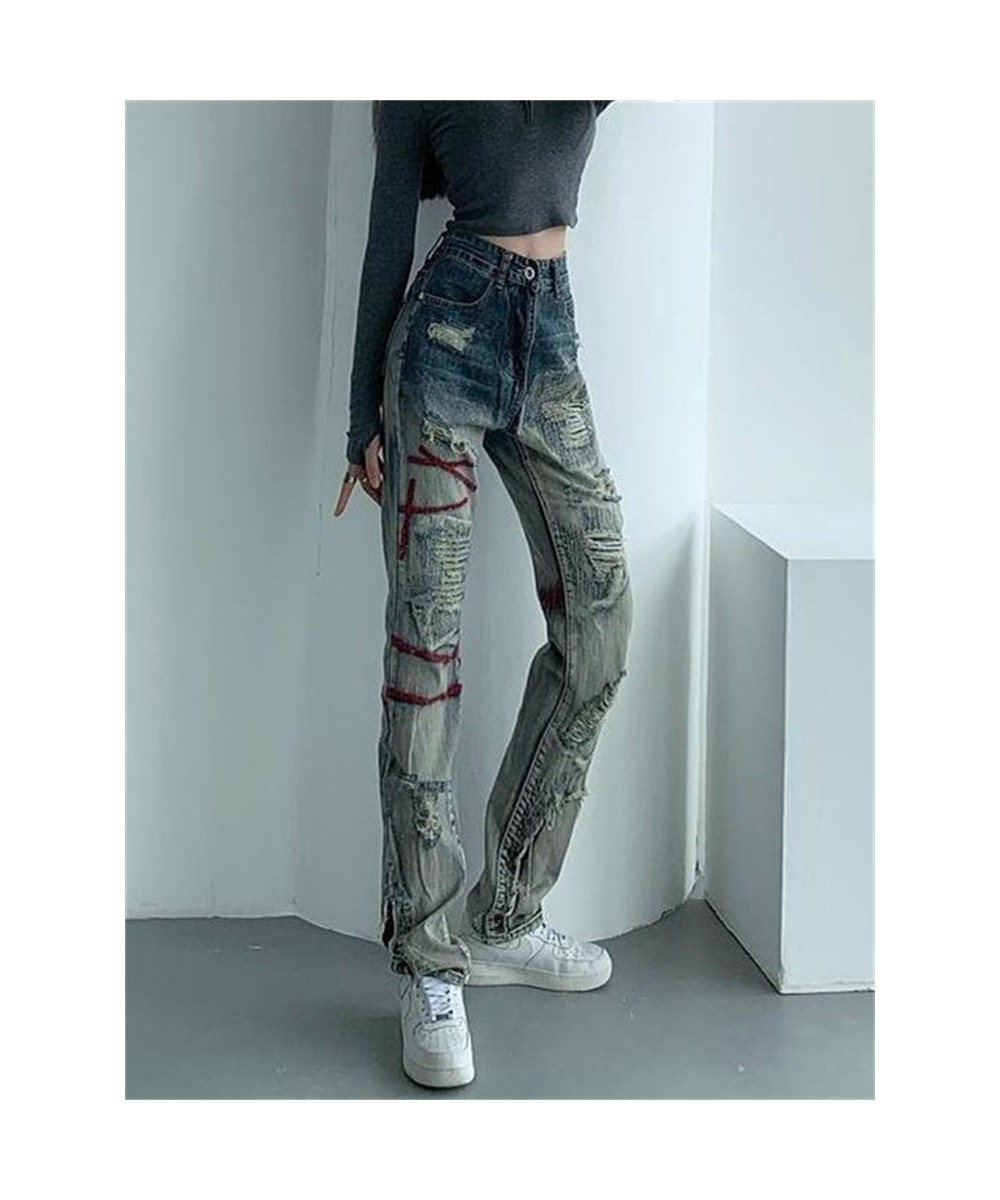 Skinny Ripped Jeans For Women 2022 Stretch High Waist Black Jeans With Holes Destroyed Women Denim Pants With Holes Summer Je...