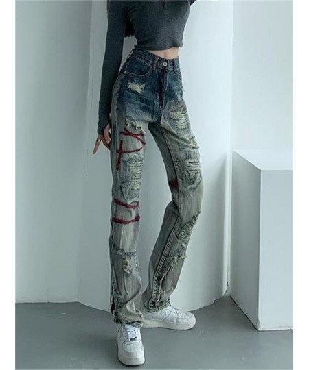 Skinny Ripped Jeans For Women 2022 Stretch High Waist Black Jeans With Holes Destroyed Women Denim Pants With Holes Summer Je...