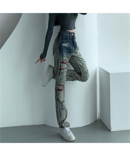 Skinny Ripped Jeans For Women 2022 Stretch High Waist Black Jeans With Holes Destroyed Women Denim Pants With Holes Summer Je...