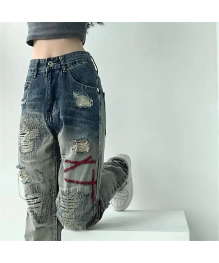 Skinny Ripped Jeans For Women 2022 Stretch High Waist Black Jeans With Holes Destroyed Women Denim Pants With Holes Summer Je...