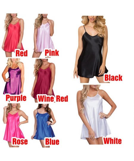 8 Colors Fashion Sexy Lingerie Dress Women Silk Robe Lace Solid Loose Nightdress Nightgown Sleepwear $24.09 - Sleepwears