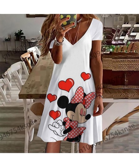 V Neck Women's Shirts for Summer Dress 2022 New Hit Korean Style Dress Women Elegant Luxury Mickey Casual Dresses Skirt $24.9...