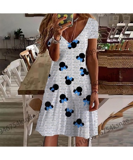 V Neck Women's Shirts for Summer Dress 2022 New Hit Korean Style Dress Women Elegant Luxury Mickey Casual Dresses Skirt $24.9...