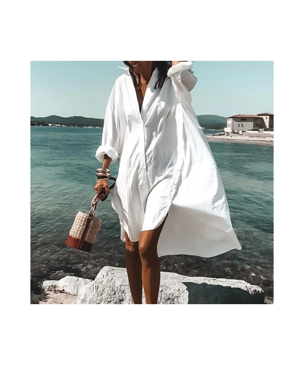 Oversized Loose Casual Aesthetic Summer Dresses 2022 Sexy Beach Shirt Dress New Bohemian Long Sleeve Elegant Vestidos De Muje...