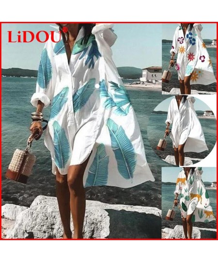 Oversized Loose Casual Aesthetic Summer Dresses 2022 Sexy Beach Shirt Dress New Bohemian Long Sleeve Elegant Vestidos De Muje...