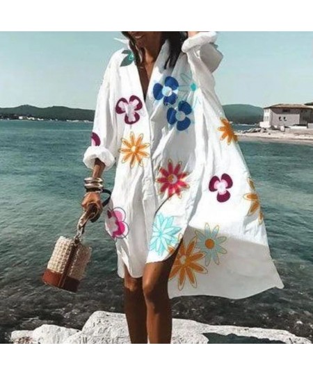 Oversized Loose Casual Aesthetic Summer Dresses 2022 Sexy Beach Shirt Dress New Bohemian Long Sleeve Elegant Vestidos De Muje...