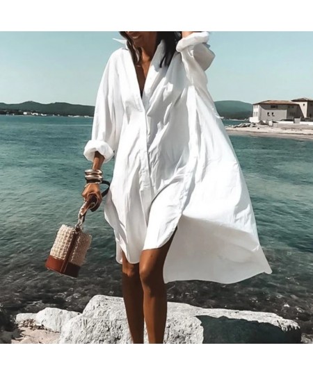 Oversized Loose Casual Aesthetic Summer Dresses 2022 Sexy Beach Shirt Dress New Bohemian Long Sleeve Elegant Vestidos De Muje...