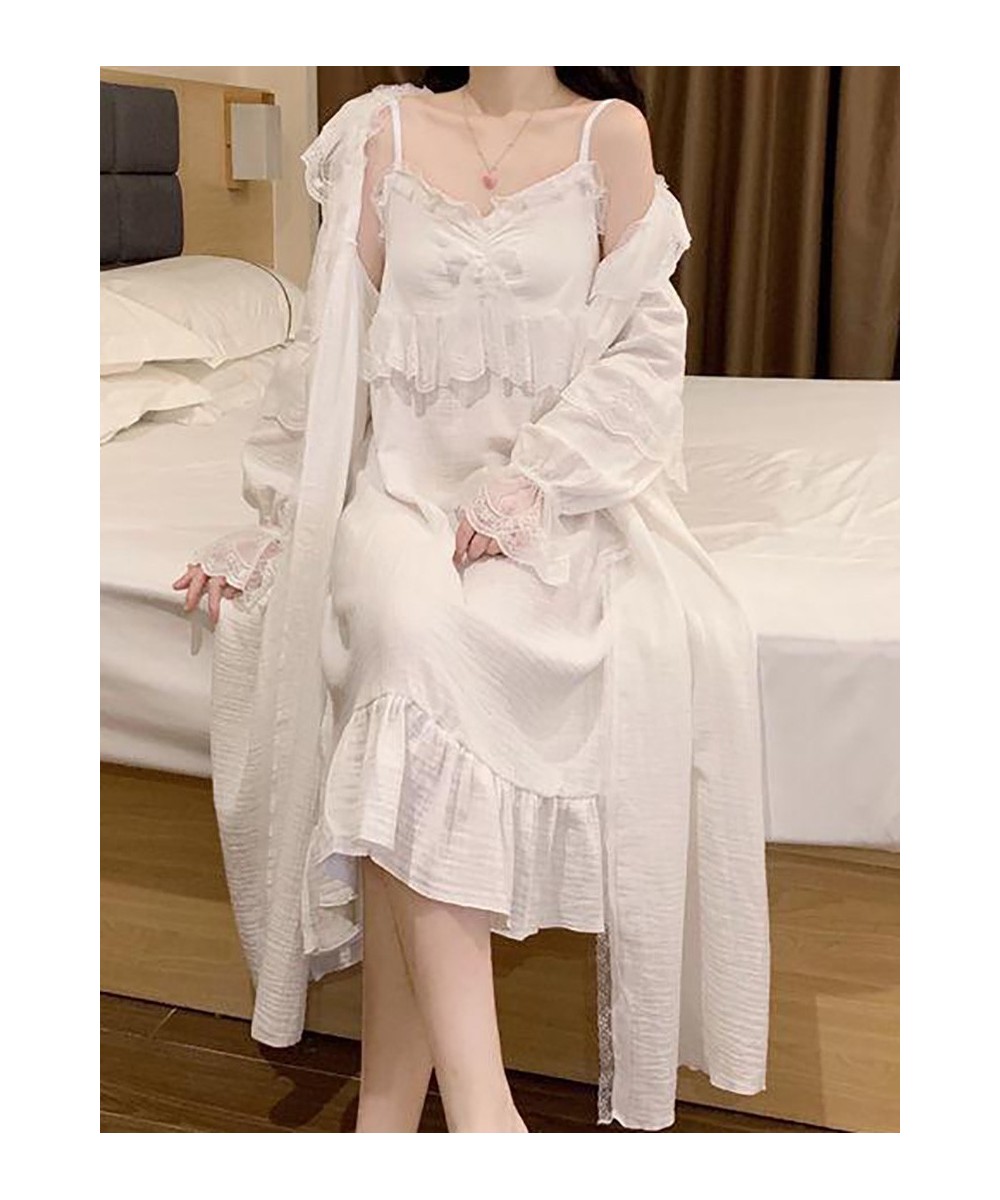 Large Size 300kg Sleepwear Pajamas Robe Two Piece Sets Women Spring Camisola Night Dress Korean Kawaii Victorian Nightgowns $...