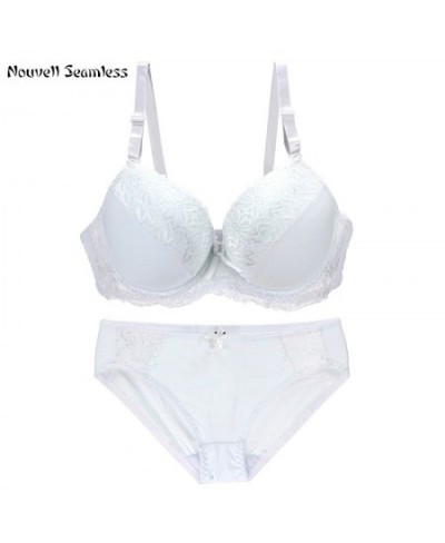 Seamless Sexy Lace Bow Large Size Lingerie Hollow Out Push Up DE Cup Thongs and Panties Bras Set Womens Underwear $17.03 - Un...