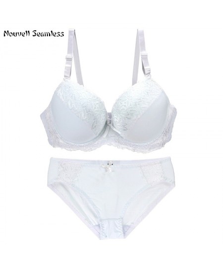 Seamless Sexy Lace Bow Large Size Lingerie Hollow Out Push Up DE Cup Thongs and Panties Bras Set Womens Underwear $17.03 - Un...