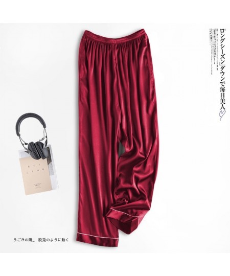 Women Sleep Bottoms Spring Autumn Satin Pajama Pants Comfortable Loose Home Wear Wide Leg Sleepwear Over Size Ladies Trousers...