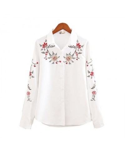 office lady white long sleeve embroidery shirt blouse women 2023 spring fashion button slim shirts top femme S-5XL $31.46 - W...