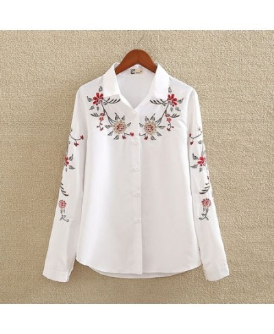 office lady white long sleeve embroidery shirt blouse women 2023 spring fashion button slim shirts top femme S-5XL $31.46 - W...