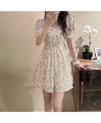 Dress Women Summer Party Dress Short Mini Puff Sleeve Sundress Kawaii Lovely Aesthetic Floral Dress Harajuku Female Clothing ...