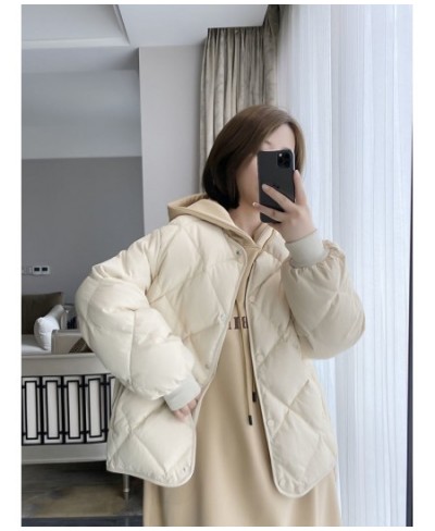 Winter Thick Short Jacket Down Cotton Jacket Women Loose Korean Winter Rhombus Quilting Padded Coat Streetwear Parkas $39.48 ...