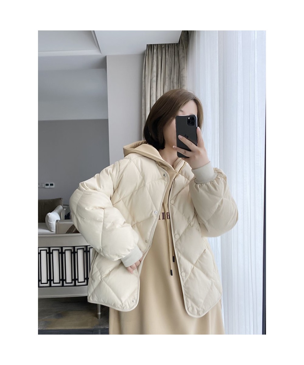 Winter Thick Short Jacket Down Cotton Jacket Women Loose Korean Winter Rhombus Quilting Padded Coat Streetwear Parkas $39.48 ...