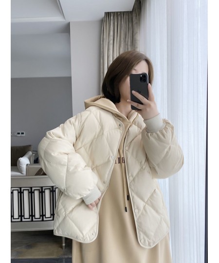 Winter Thick Short Jacket Down Cotton Jacket Women Loose Korean Winter Rhombus Quilting Padded Coat Streetwear Parkas $39.48 ...