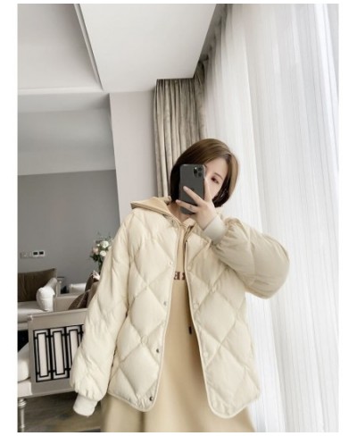 Winter Thick Short Jacket Down Cotton Jacket Women Loose Korean Winter Rhombus Quilting Padded Coat Streetwear Parkas $39.48 ...