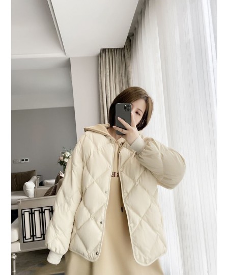 Winter Thick Short Jacket Down Cotton Jacket Women Loose Korean Winter Rhombus Quilting Padded Coat Streetwear Parkas $39.48 ...