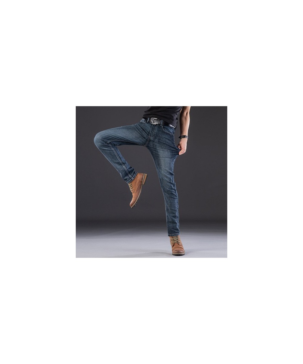 Fall Blue Stretch Jeans Men's Fashion Casual Trousers Spring Men Slim Denim Pants $42.27 - Jeans