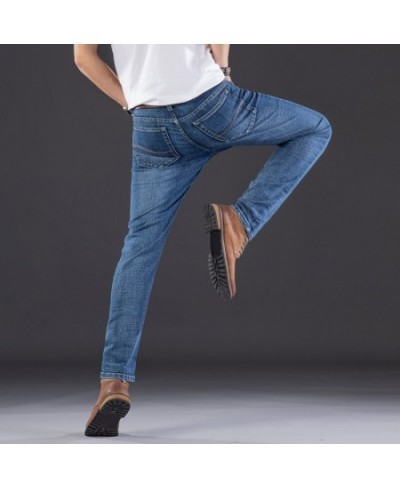 Fall Blue Stretch Jeans Men's Fashion Casual Trousers Spring Men Slim Denim Pants $42.27 - Jeans