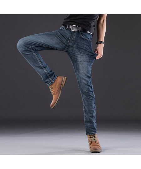 Fall Blue Stretch Jeans Men's Fashion Casual Trousers Spring Men Slim Denim Pants $42.27 - Jeans