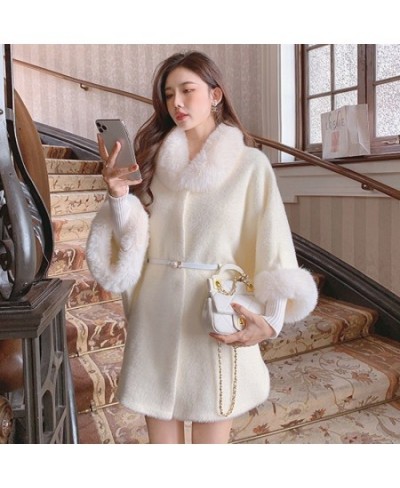 Cloak Women's Autumn And Winter Shawl New French Cloth Large Fur Collar Waist Woolen Coat $97.81 - Jackets & Coats