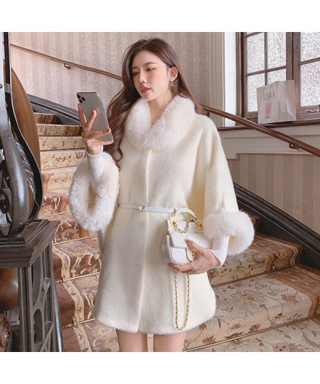 Cloak Women's Autumn And Winter Shawl New French Cloth Large Fur Collar Waist Woolen Coat $97.81 - Jackets & Coats